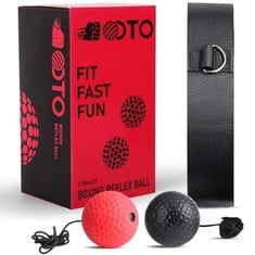 23 X OOTO UPGRADED BOXING REFLEX BALL, BOXING TRAINING BALL, MMA SPEED TRAINING SUITABLE FOR ADULT/KIDS BEST BOXING EQUIPMENT FOR TRAINING, HAND EYE COORDINATION AND FITNESS. (BLACK) - TOTAL RRP £153