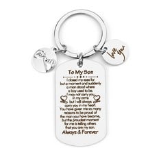 QUANTITY OF HOOSMOON SON GIFTS, SON KEYRING, INSPIRATIONAL GIFTS FOR SON, ENCOURAGEMENT SON BIRTHDAY GIFTS FROM MUM DAD, SON CHRISTMAS GRADUATION GIFTS, PERSONALIZED SON KEYRING PRESENTS 10X3X0.5 CM