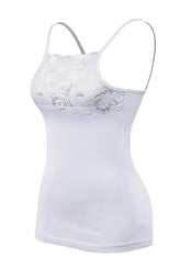 QUANTITY OF MARIA ANGEL LADIES PLAIN COTTON VEST TOP LACE TRIM NECK DESIGN CAMI STRAPPY CAMISOLE 6033 (LARGE 12-14, WHITE) - TOTAL RRP £387: LOCATION - C