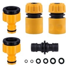 QUANTITY OF VREDER GARDEN HOSE FITTING SET, INCLUDING HOSE END QUICK CONNECTOR, HOSE WATERSTOP AQUASTOP CONNECTOR, 2IN1 THREADED TAP CONNECTOR FAUCET ADAPTER, DOUBLE MALE SNAP CONNECTOR, SPARES KIT -