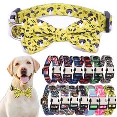 QUANTITY OF ITEMS TO INCLUDE  CUTE SMALL DOG COLLAR BOW TIE NYLON PUPPY CAT COLLARS GIRL KITTEN BOW TIE 3D PRINT COLLAR METAL BUCKLE ADJUSTABLE FOR X SMALL MEDIUM BOYS FEMALE MALE YELLOW BEE S - TOTA