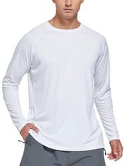 37 X FEDTOSING MENS UPF 103+ LONG SLEEVE SHIRT UV SUN PROTECTION T-SHIRT LIGHTWEIGHT RASH GUARD FOR RUNNING HIKING FISHING WHITE - TOTAL RRP £606: LOCATION - D