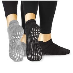 14 X LA ACTIVE FUZZY SOCKS - 2 PAIRS - NON-SKID ANTI-SLIP GRIP FOR HOME & HOSPITAL (MIDNIGHT BLACK AND DOVE GREY, L/XL) - TOTAL RRP £108: LOCATION - F