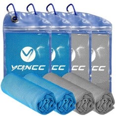 21 X YQXCC 4 PACK COOLING TOWEL (120X30 CM) ICE TOWEL FOR NECK, MICROFIBRE COOL TOWEL, SOFT BREATHABLE CHILLY TOWEL FOR YOGA, GOLF, GYM, CAMPING, RUNNING, WORKOUT & MORE ACTIVITIES - TOTAL RRP £210: