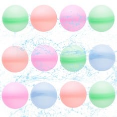 33 X REUSABLE WATER BALLOONS, REFILLABLE WATER BOMB SPLASH BALLS SUMMER FUN TOY FOR BOYS AND GIRLS, WATER BOMBS FOR OUTDOOR POOL BACKYARD, KIDS OUTDOOR ACTIVITIES WATER GAMES TOYS 12 PCS - TOTAL RRP