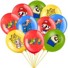 QTY OF 25PCS 5STYLES SUPER MARIO BALLOONS RED BLUE GREEN YELLOW,12 INCH LATEX BALLOON FOR ADULT KID BOYS THEME BIRTHDAY PARTY SUPPLIES DECORATIONS - TOTAL RRP £357: LOCATION - F