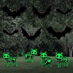 22 X HALLOWEEN YARD SIGNS STAKES OUTDOOR DECORATIONS 10PCS BLACK BAT CAT LAWN DECORATIONS SIGNS FOR GARDEN YARD SCARY HALLOWEEN WITCH DECORATIONS OUTSIDE - TOTAL RRP £257: LOCATION - H