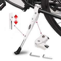 17 X ANTWONE BIKE KICKSTAND 22-28 INCH WHEEL,BICYCLE KICK STAND ADJUSTABLE,UNIVERSAL ALUMINUM ALLOY CYCLE SIDE STANDS SUPPORT FOR MOUNTAIN BIKES,ROAD BIKE AND FOLDING BIKE (WHITE) - TOTAL RRP £145: L