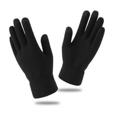 QTY OF SKOVS WARM GLOVES FOR MEN WOMEN, TOUCHSCREEN GLOVES, WINTER THICKENED KNIT GLOVES WITH FLEECE LINING, NON-SLIP GRIP, ELASTIC, SOFT, COMFORTABLE, FOR SKI RUNNING DRIVING, ONE SIZE (BLACK) - TOT