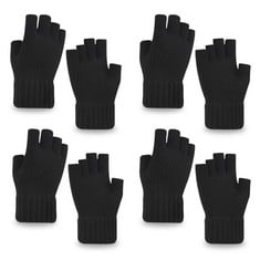 26 X EUPSIIU 4 PAIRS BLACK FINGERLESS GLOVES, WINTER FINGERLESS GLOVES, FINGERLESS GLOVES FOR MEN AND WOMEN, FINGERLESS GLOVES SET, HALF FINGER GLOVES, FOR WORKING RUNNING BIKING DRIVING (BLACK) - TO