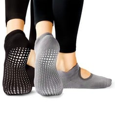 30 X LA ACTIVE FUZZY SOCKS - 2 PAIRS - NON-SKID ANTI-SLIP GRIP FOR HOME & HOSPITAL (MIDNIGHT BLACK AND DOVE GREY, S/M) - TOTAL RRP £180: LOCATION - I