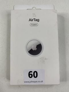 APPLE AIR TAG (4 PACK) TRACKING DEVICE IN WHITE/SILVER: MODEL NO A2187. (SEALED UNIT).  [JPTN41522]