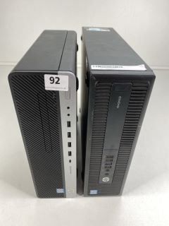 2 X DESKTOPS TO INC HP ELITE DESK 800 G2 SFF 256GB PC IN BLACK: MODEL NO TPC-F079-SF (UNIT  ONLY). INTEL CORE I7-6700, 8GB RAM,   [JPTN41527]