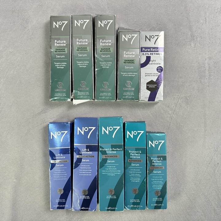 No7 Beauty Products 10x Units Including Protect & perfect Intense Advanced Serum 75ml & Lift & Luminate Triple Action Serum 75ml (MPSS3319753) (VAT ONLY PAYABLE ON BUYERS PREMIUM)