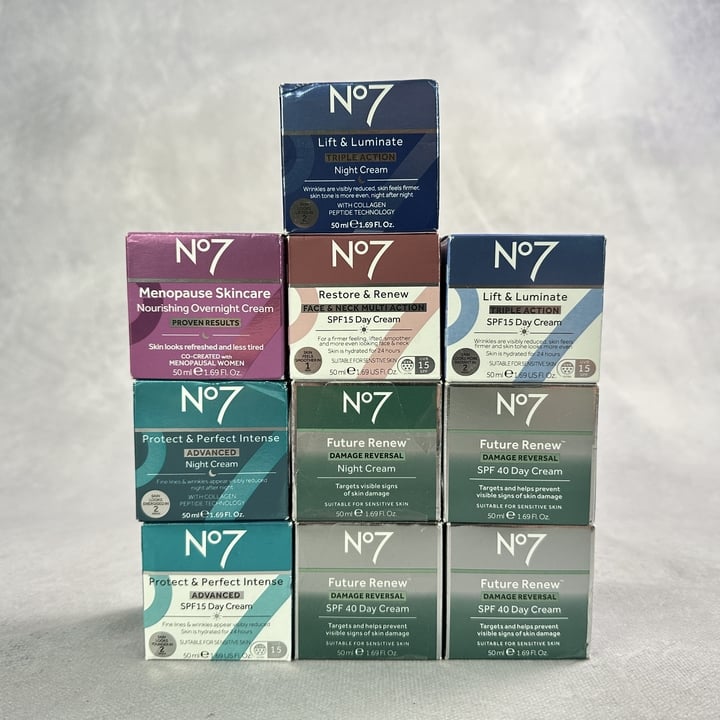 No7 Beauty Products 10x Units Including Lift & Luminate Triple Action Night Cream 50ml & Future Renew Damage Reversal SPF 40 Day cream 50ml (MPSS3319753) (VAT ONLY PAYABLE ON BUYERS PREMIUM)