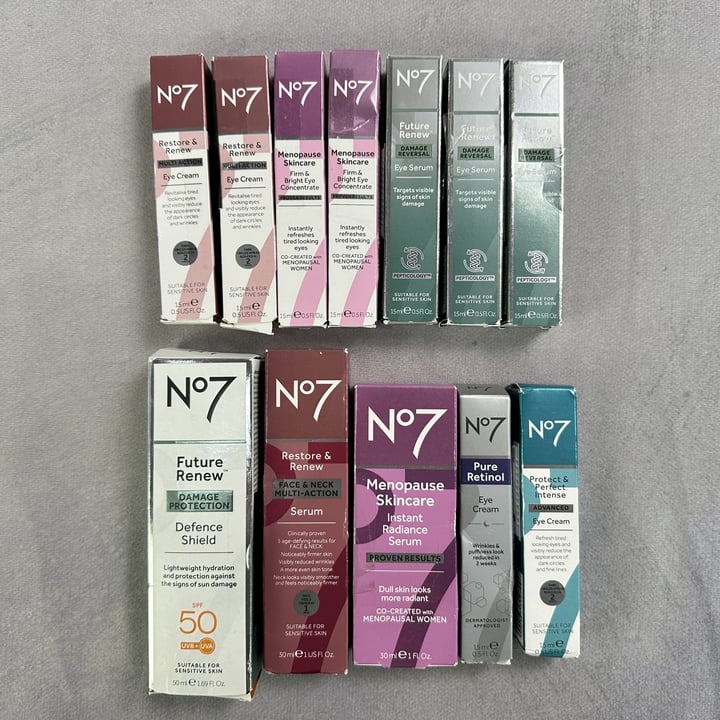 No7 Beauty Products 12x Units Including Future Renew Damage Protection Defence Shield 50ml And Restore & Renew Face & Neck multi-Action Serum 30ml  (MPSS3319753) (VAT ONLY PAYABLE ON BUYERS PREMIUM)