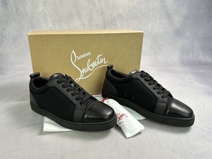 Christian Louboutin Varsijunior Leather And Mesh Sneakers With Box, Spare Laces, Dust Bag And Sales Receipt - Size 41.5 (VAT ONLY PAYABLE ON BUYERS PREMIUM)