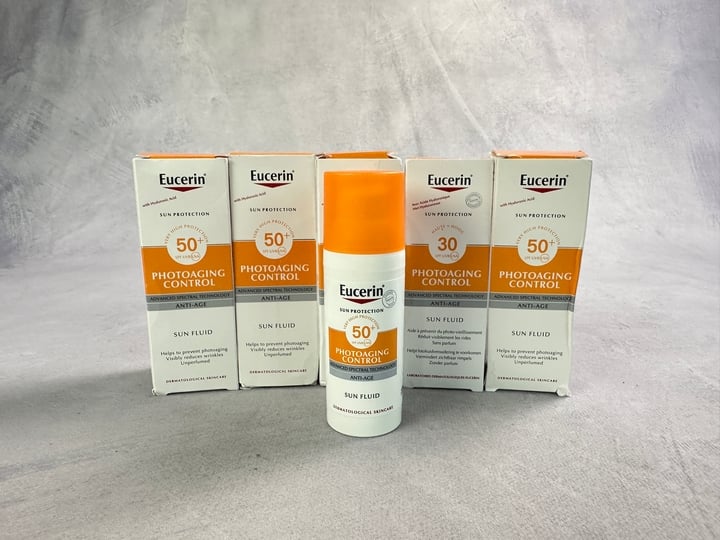 Eucerin Sun Protection Products 5x Units Including 50+ SPF Photoaging Control 50ml  (MPSS3319751) (VAT ONLY PAYABLE ON BUYERS PREMIUM)