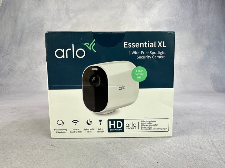 Arlo Essential XL, Wire-Free Spotlight Security Camera Sealed (MPSE54163801) (VAT ONLY PAYABLE ON BUYERS PREMIUM)