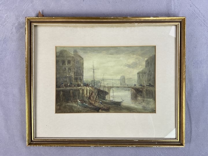 English School (19thEarly 20th Century) Continental Harbour Scene Unsigned, References To Hercules Brabazon (1821-1906) And William Manners (1860-1930). Watercolour, 30x20cm (Approx) (VAT ONLY PAYABL