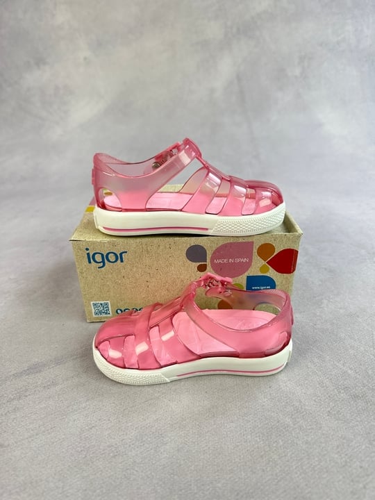 Igor Girls Pink Jelly Sandals - Size Left Foot 23 Right Foot 22