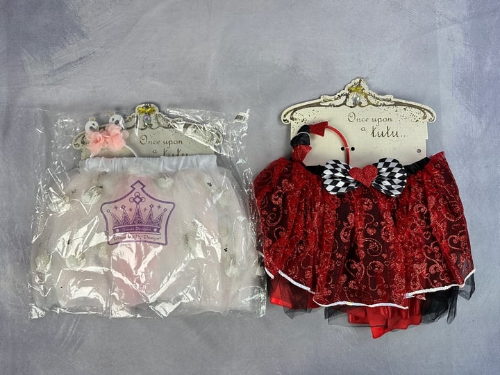 Dress Up By Design Swan Tutu & Headband Set And  Queen Of Hearts Tutu With Headband Set - Size 9-13 Years M/L (2 Units)