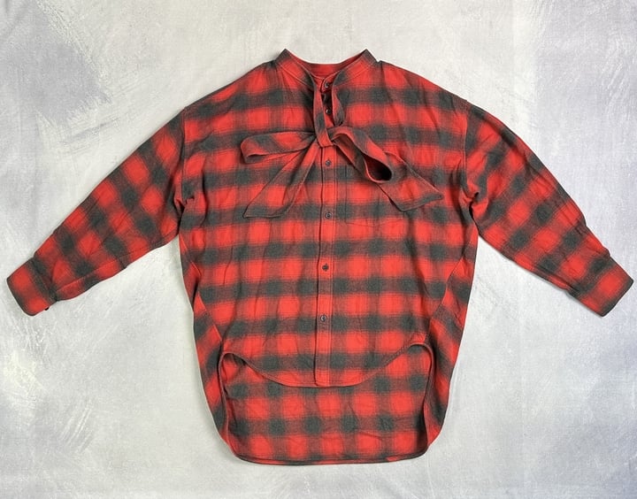 Balenciaga Oversized Flannel Shirt With Tie UP Bow Neck  - Size 34 (MPSZ13524550) (VAT ONLY PAYABLE ON BUYERS PREMIUM)