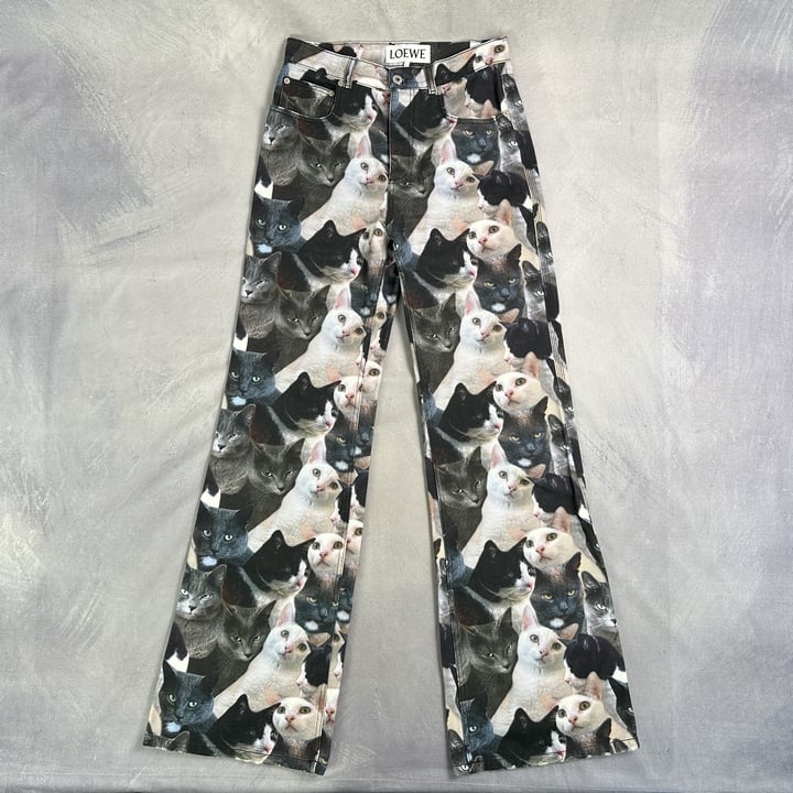 Loewe Cat Print Denim Jeans  - Size 38 (MPSZ13524550) (VAT ONLY PAYABLE ON BUYERS PREMIUM)