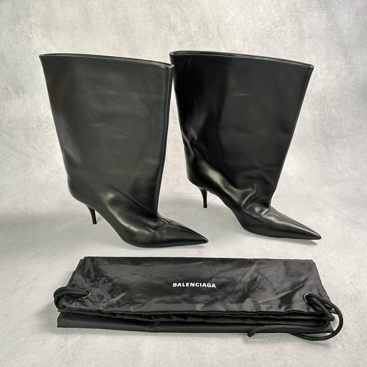 Balenciaga Wader Leather Boots With Dust Bag - Size 38 (MPSZ13524550) (VAT ONLY PAYABLE ON BUYERS PREMIUM)