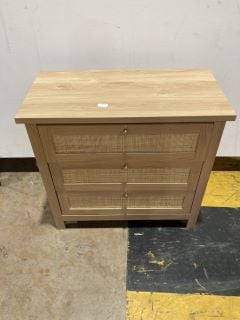 1 X WOODEN CHEST OF DRAWS THREE DRAW