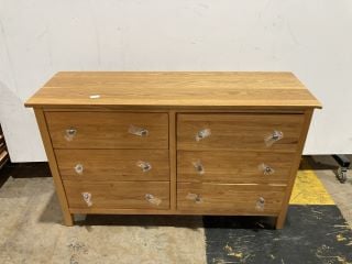 1 X WOODEN CHEST OF DRAWS 6 DRAWS