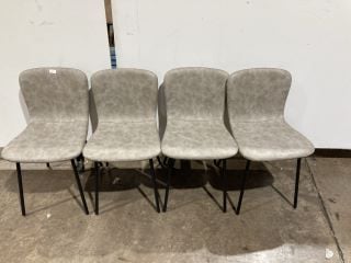 4 X GREY LOW BACK LEATHER DINING CHAIRS