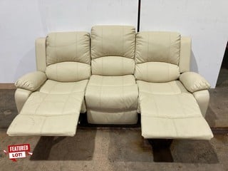 1 X 3 SEATER CREAM LEATHER RECLINER SOFA