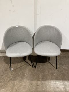 2 X GREY FABRIC LOW BACK DINING CHAIRS