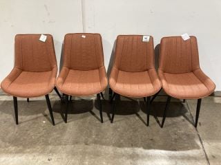 4 X TAN/BROWN/ORANGE LOW BACK DINING CHAIRS