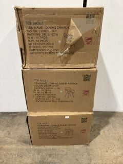 6 X LIGHT GREY DINING CHAIRS 3 BOXES