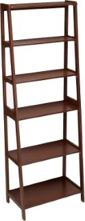 2X CLASSIC 5 TIER BOOKCASES WITH SOLID WOOD RUBBER WOOD WALNUT TOTAL RRP £124