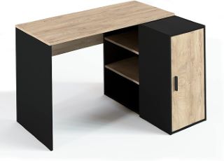 MOVIAN LODI CORNER DESK WITH STORAGE OAK BLACK RRP £145.68