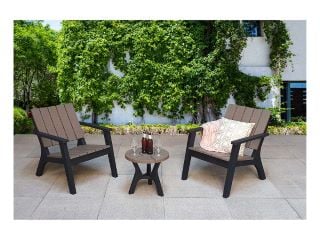 SIGNATURE POLLY 2 SEAT SET IN MOULDED PLASTIC - 2 TONE BLACK AND GREY (SKU:POLL0350) RRP £348