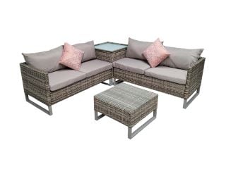 SIGNATURE LUCY CORNER SOFA SET IN LIGHT GREY WEAVE WITH GREY LEGS AND A STEEL FRAME (SKU:LUCY0395) RRP £985