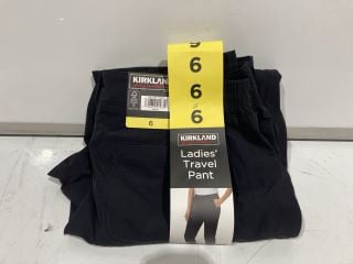 BOX OF ASSORTED CLOTHES TO INCLUDE KIRKLAND SIGNATURE WOMENS TRAVEL PANTS