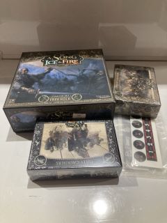 A SONG OF ICE & FIRE STARTER SET FREE FOLK GAME, THENN WARRIORS AND TULLY CAVALIERS AND BUTCHER MEASURING RULER AND OBJECTIVES TOTAL RRP £135