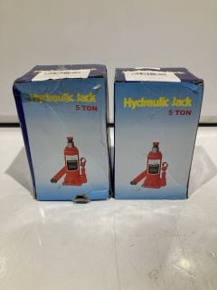 2 X HAND OPERATED VERTICAL HYDRAULIC JACK 5 TON