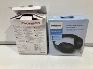 1X PHILLIPS HEADPHONES & 1X THOMSON TV HI-FI HEADPHONES