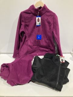 QTY OF ASSORTED CLOTHES TO INLCUDE 32 DEGREES HEAT EXTRA LARGE FLEECE MAGENTA PURPLE