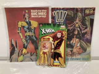 BOX OF ITEMS INCLUDING 2000 AD COMIC BOOK