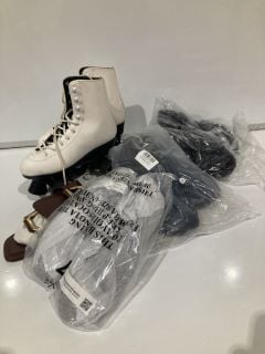 BOX OF ITEMS INCLUDING NO FEAR ROLLER SKATES WHITE