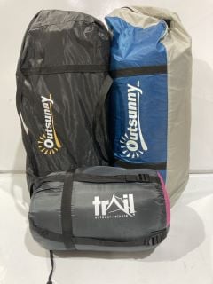 MULTIPLE ITEMS TO INCLUDE AN OUTSUNNY TENT AND A SLEEPING BAG