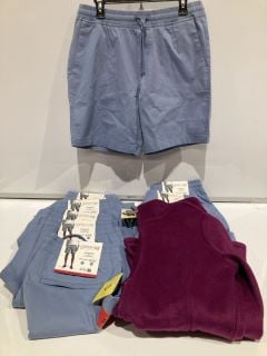 COPPER & OAK SHORTS MEDIUM LIGHT BLUE AND 32 DEGREES HEAT SMALL FLEECE MAGENTA PURPLE