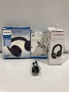 QTY OF SENNHEISER MOMENTUM IN - EAR TO INCLUDE PHILIPS EARBUD/MINI ECOUTEURS/PHILIPS RADIOWECKER